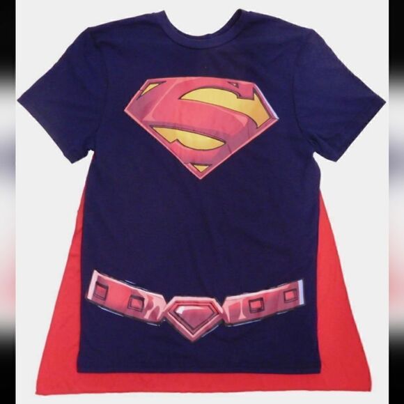 Superman Movie Cape T Shirt 2X DC Comics Book Costume Cosplay Man of Steel - Picture 1 of 10